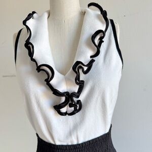 Belldini sculptural ruffles knit top sleeveless